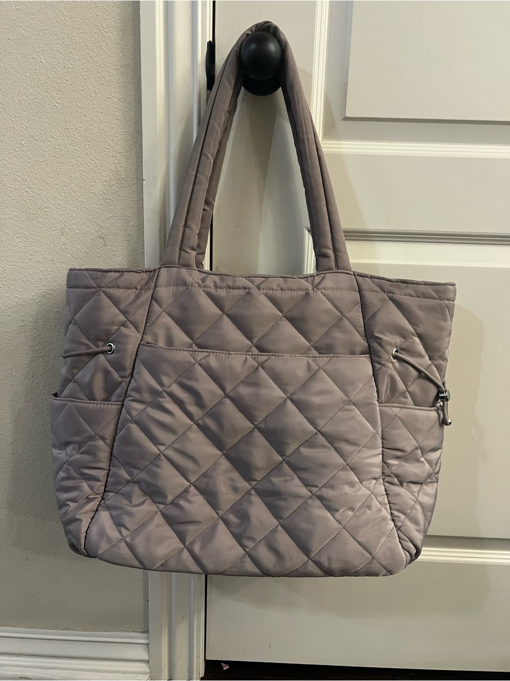 Sincerely Jules Quilted Tote in Taupe Gray